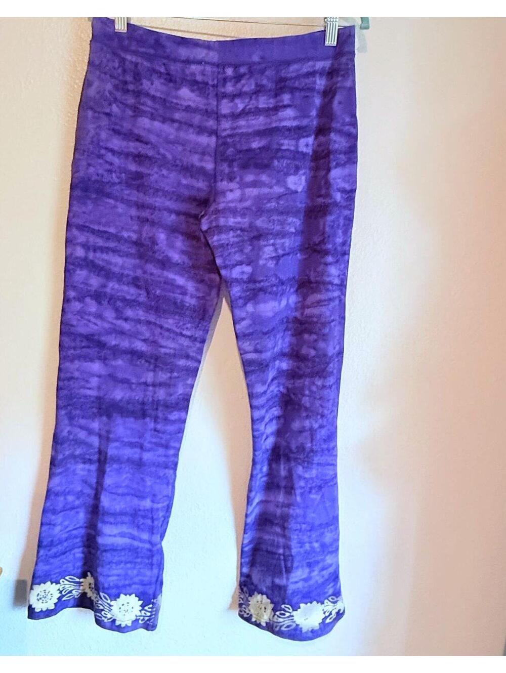Global Village Purple Tie Dye Yoga Pants With Pocket Size Medium